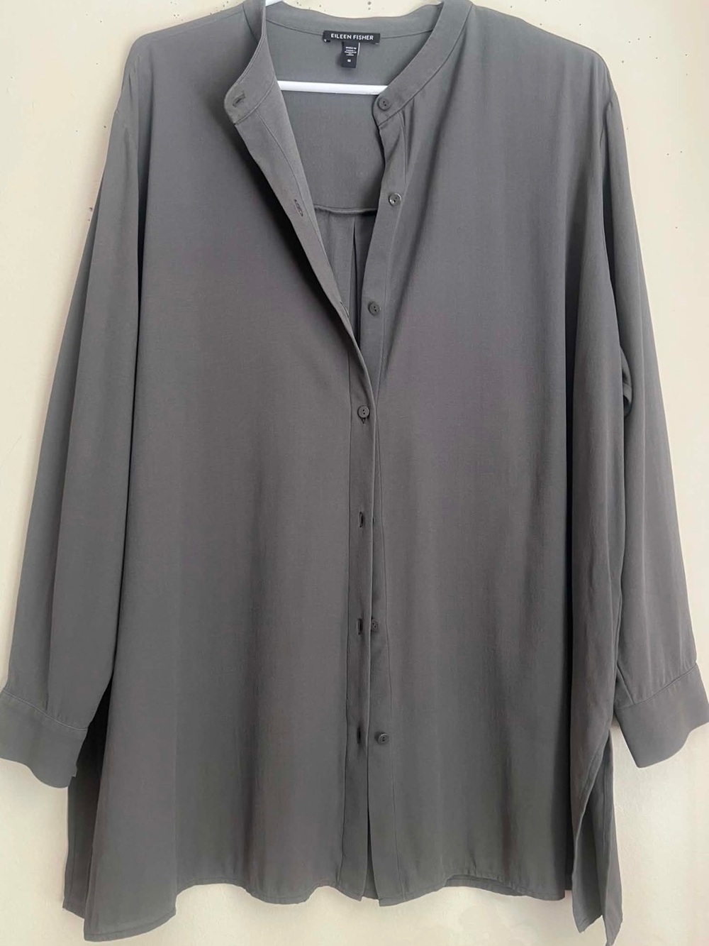 Eileen Fisher Charcoal Gray Long Sleeve Button Tunic